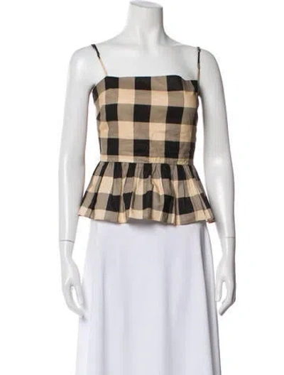 Pre-owned Ser.o.ya Linen Square Neckline Crop Top In Black/neutrals
