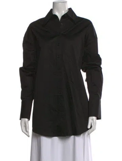 Pre-owned Ser.o.ya Long Sleeve Button-up Top In Black