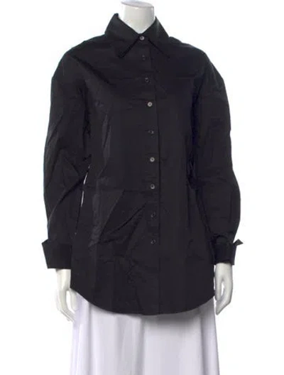 Pre-owned Ser.o.ya Long Sleeve Button-up Top In Black