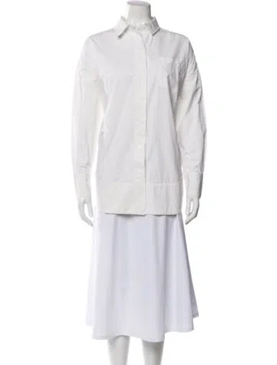 Pre-owned Ser.o.ya Long Sleeve Button-up Top In White