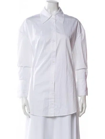 Pre-owned Ser.o.ya Long Sleeve Button-up Top In White