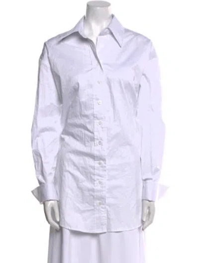 Pre-owned Ser.o.ya Long Sleeve Button-up Top In White