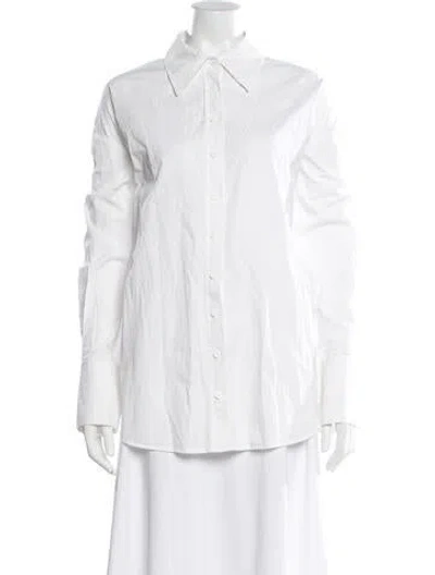 Pre-owned Ser.o.ya Long Sleeve Button-up Top In White