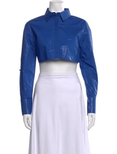 Pre-owned Ser.o.ya Long Sleeve Crop Top In Blue