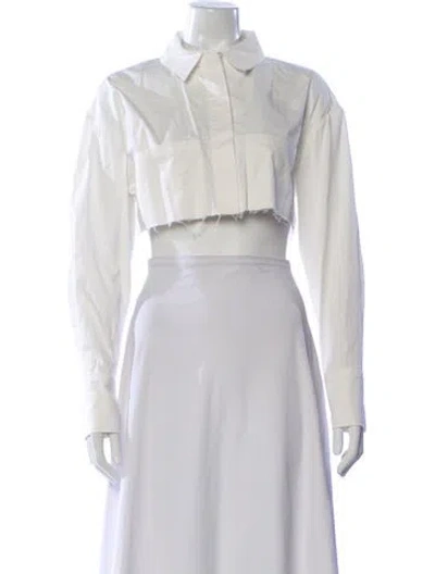 Pre-owned Ser.o.ya Long Sleeve Crop Top In White