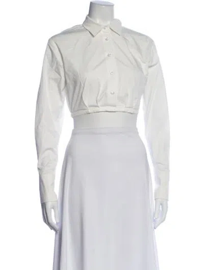 Pre-owned Ser.o.ya Long Sleeve Crop Top In White