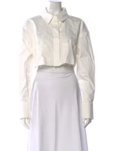 Pre-owned Ser.o.ya Long Sleeve Crop Top In White
