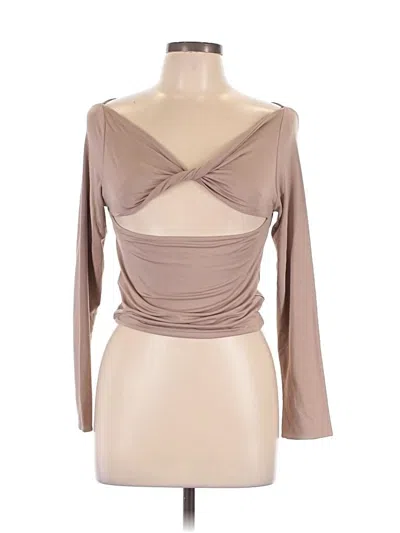 Ser.o.ya Long Sleeve Top Tan Cowl Neck Tops In Brown