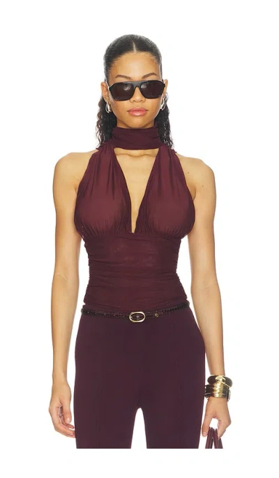 Ser.o.ya Lori Mesh Top In Burgundy