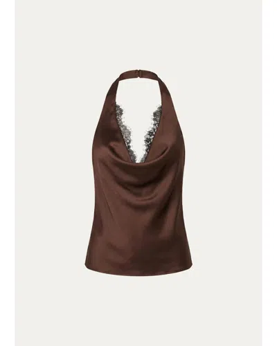 Ser.o.ya Lovella Satin Halter Top In Brown