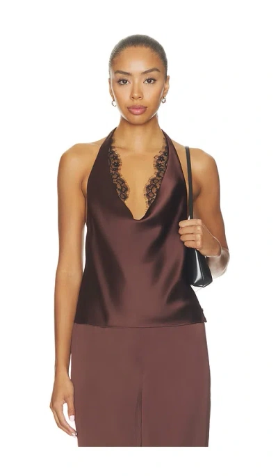 Ser.o.ya Lovella Satin Top In Burnt Clove