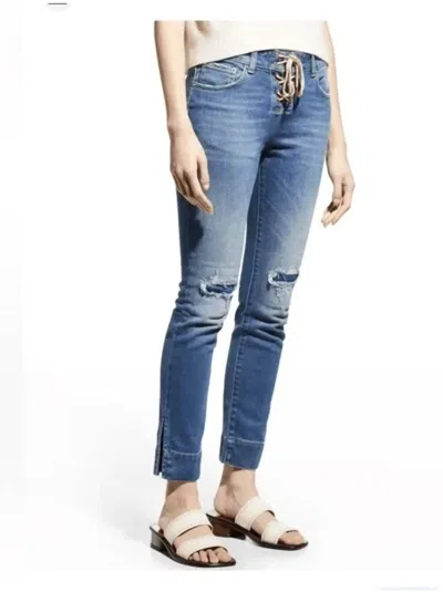 Ser.o.ya Luca Lace Up Slim Jeans In Cyprus In Blue