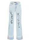 Ser.o.ya Margot Cuffed Distressed Jeans In Blue
