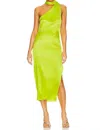 Ser.o.ya Marissa Silk Dress In Neon Lime In Green
