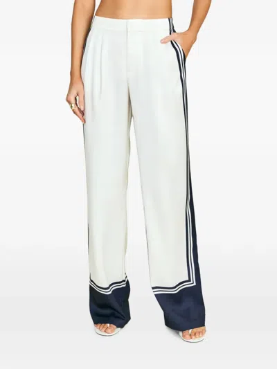 Ser.o.ya Marlowe Satin Pants In Navy Tile Print In White