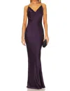 Ser.o.ya Massimo Silk Maxi Gown In Eggplant In Purple