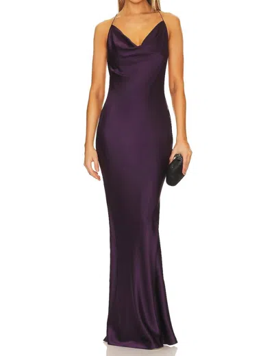 Ser.o.ya Massimo Silk Maxi Gown In Eggplant In Purple