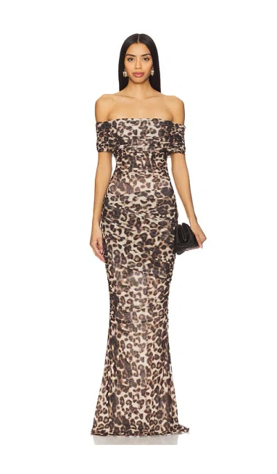 Ser.o.ya Sasha Maxi Dress In Spotted Bengal In Brown
