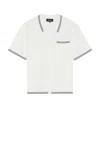 Ser.o.ya Mayson Knit Button Down Shirt In White & Black