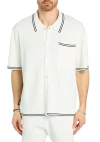 Ser.o.ya Mayson Knit Button Down Shirt In White/black