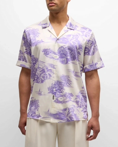Ser.o.ya Men's Brenden Island Silk Button-front Shirt In Lavender Island
