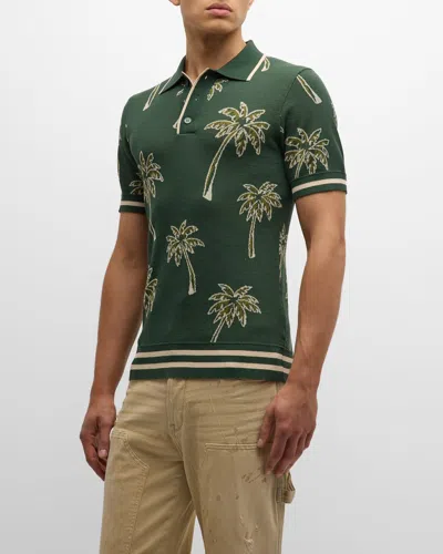 Ser.o.ya Men's Calan Palm Jacquard Polo Shirt In Palm Tree Jacq Green
