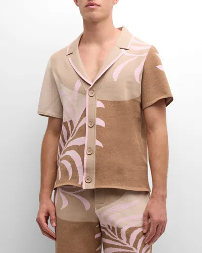 Ser.o.ya Men's Lei Terry Jacquard Shirt In Brown