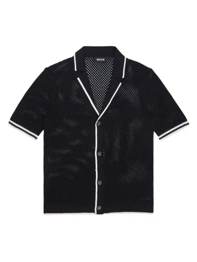 Ser.o.ya Men's Michael Crochet Cardigan Shirt In Black White