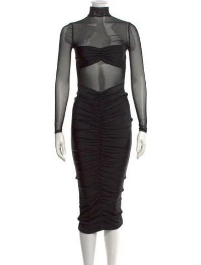 Pre-owned Ser.o.ya Mock Neck Long Dress In Black