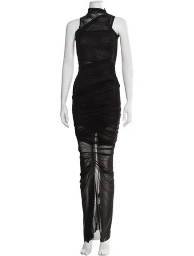 Pre-owned Ser.o.ya Mock Neck Long Dress In Black