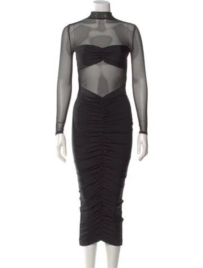 Pre-owned Ser.o.ya Mock Neck Long Dress In Black