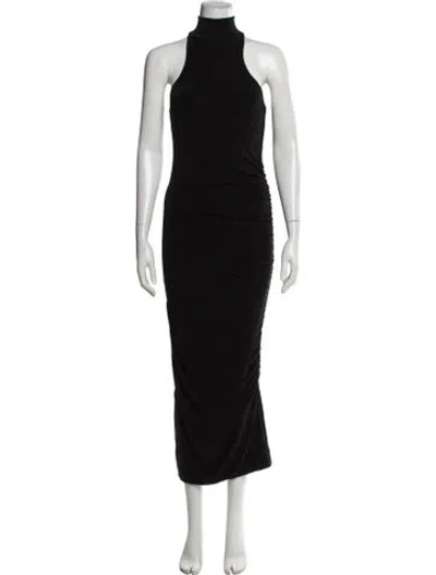Pre-owned Ser.o.ya Mock Neck Long Dress In Black