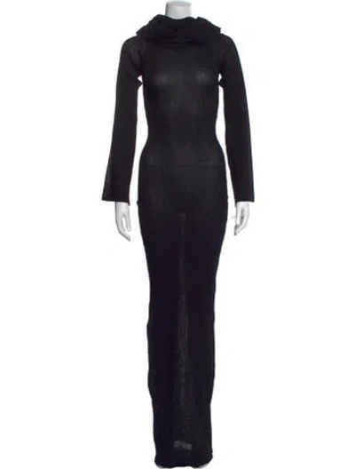 Pre-owned Ser.o.ya Mock Neck Long Dress In Black