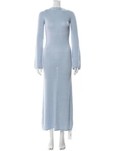Pre-owned Ser.o.ya Mock Neck Long Dress In Blue