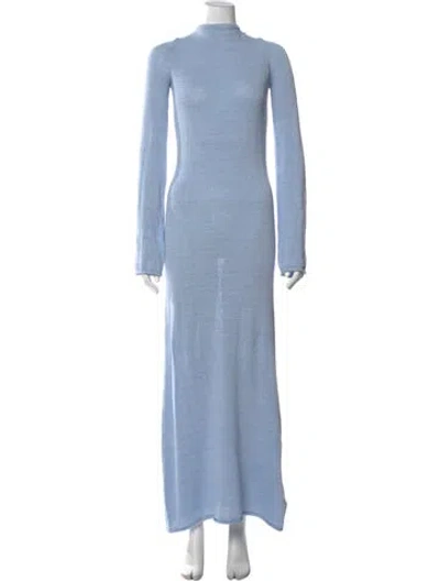 Pre-owned Ser.o.ya Mock Neck Long Dress In Blue