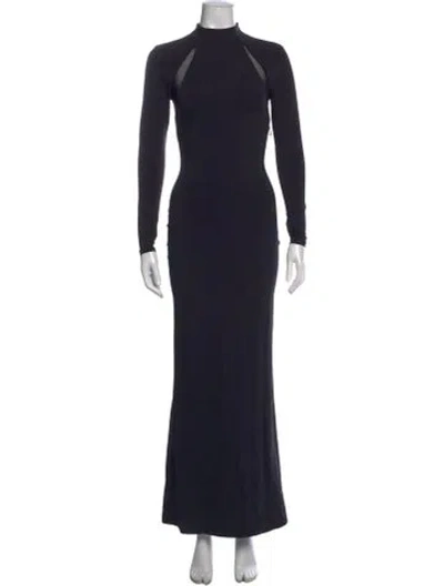 Pre-owned Ser.o.ya Mock Neck Long Dress In Blue