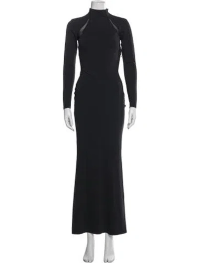 Pre-owned Ser.o.ya Mock Neck Long Dress In Blue