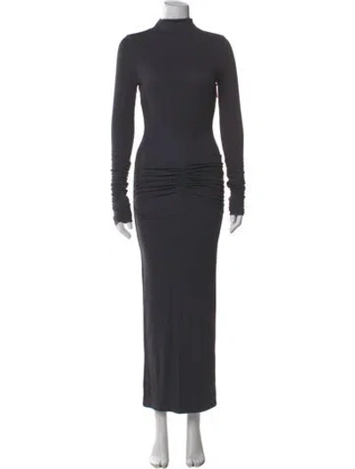 Pre-owned Ser.o.ya Mock Neck Long Dress In Gray