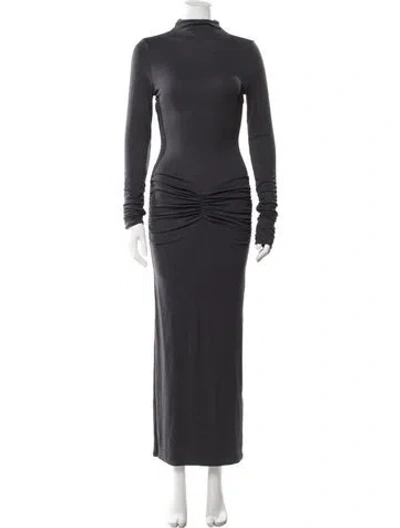 Pre-owned Ser.o.ya Mock Neck Long Dress In Gray