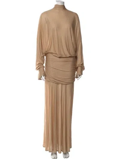 Pre-owned Ser.o.ya Mock Neck Long Dress In Neutral