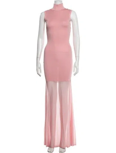 Pre-owned Ser.o.ya Mock Neck Long Dress In Pink