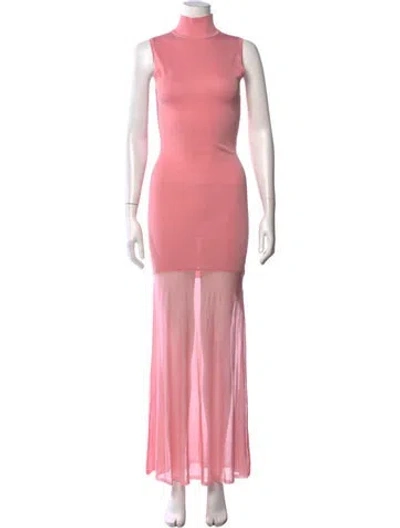 Pre-owned Ser.o.ya Mock Neck Long Dress In Pink