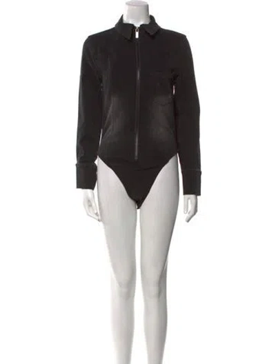 Pre-owned Ser.o.ya Mock Neck Long Sleeve Bodysuit In Black