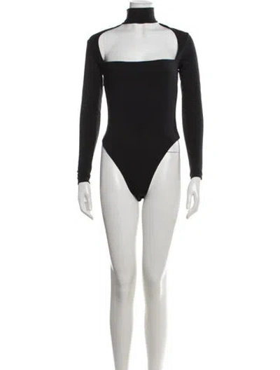 Pre-owned Ser.o.ya Mock Neck Long Sleeve Bodysuit In Black