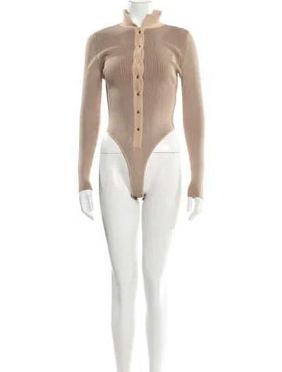 Pre-owned Ser.o.ya Mock Neck Long Sleeve Bodysuit In Neutral