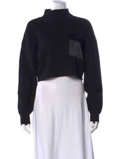 Pre-owned Ser.o.ya Mock Neck Long Sleeve Crop Top In Black