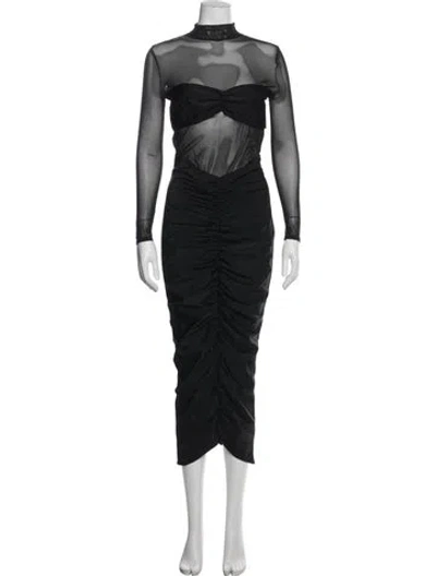 Pre-owned Ser.o.ya Mock Neck Midi Length Dress In Black