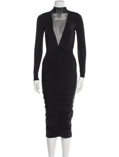 Pre-owned Ser.o.ya Mock Neck Midi Length Dress In Blue