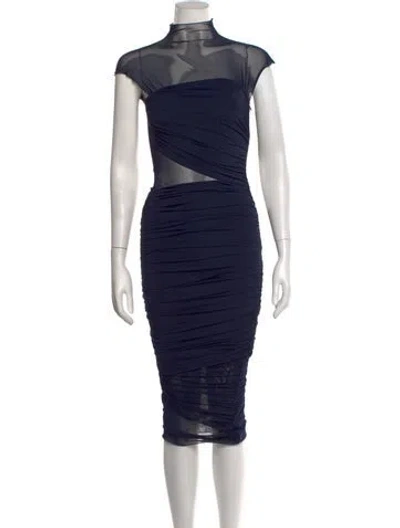 Pre-owned Ser.o.ya Mock Neck Midi Length Dress In Blue