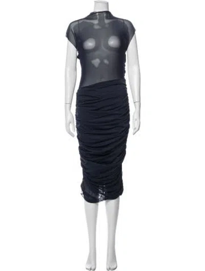Pre-owned Ser.o.ya Mock Neck Midi Length Dress In Blue